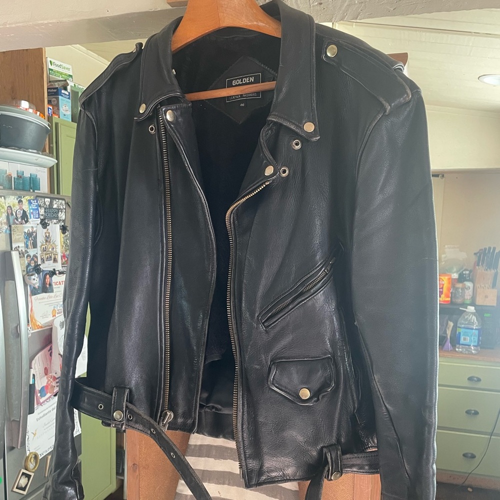 Vintage Men’s Black Leather Jacket Golden State Leather fashions Size 46